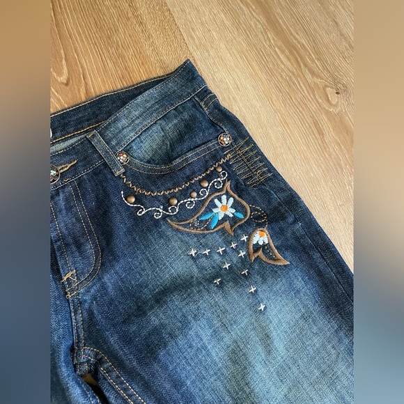 Rare Roberto Cavalli Vintage Embroidered Jeans Size 31 Bootcut - Picture 4 of 13